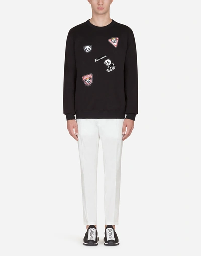 Shop Dolce & Gabbana Sweatshirt In Cotton With Patch In Black
