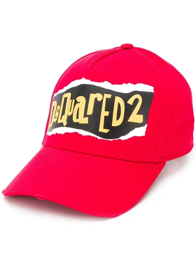 Shop Dsquared2 Logo Printed Baseball Cap In Red