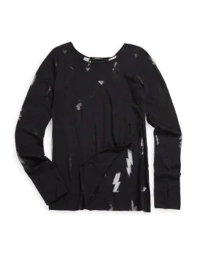 Shop Zara Terez Girl's Pullover Lightning Print Tee In Black