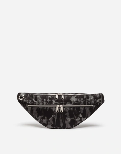 Shop Dolce & Gabbana Pouch In Camouflage Nylon In Gray