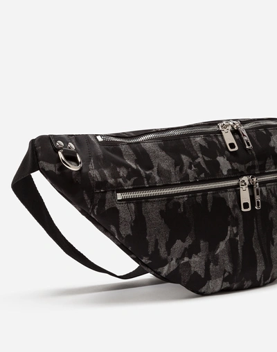 Shop Dolce & Gabbana Pouch In Camouflage Nylon In Gray
