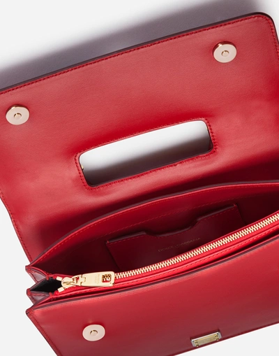 Shop Dolce & Gabbana Sicily Mini Bag In Dauphine Calfskin With Embroidery In Red