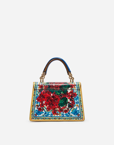 Shop Dolce & Gabbana Welcome Shoulder Bag In Printed Calfskin In Flowers Print