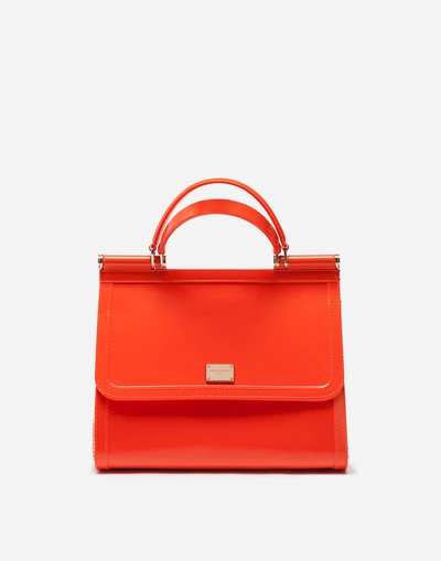 Shop Dolce & Gabbana Large Sicily Bag In Rubber In Orange