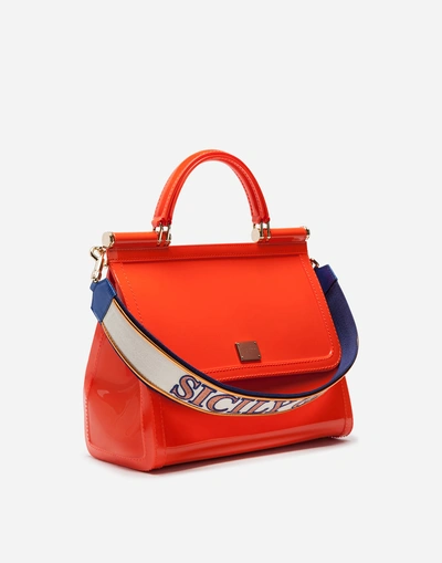 Shop Dolce & Gabbana Large Sicily Bag In Rubber In Orange