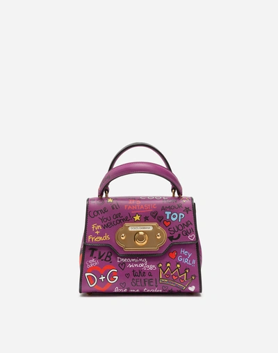 Shop Dolce & Gabbana Welcome Handbag In Calfskin In Multicolor