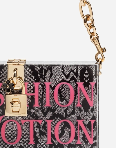 Shop Dolce & Gabbana Dolce Box Clutch In Plexi With Chain In Multi-colored