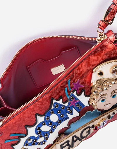 Shop Dolce & Gabbana Book Bag With Patch And Embroideries In Multi-colored
