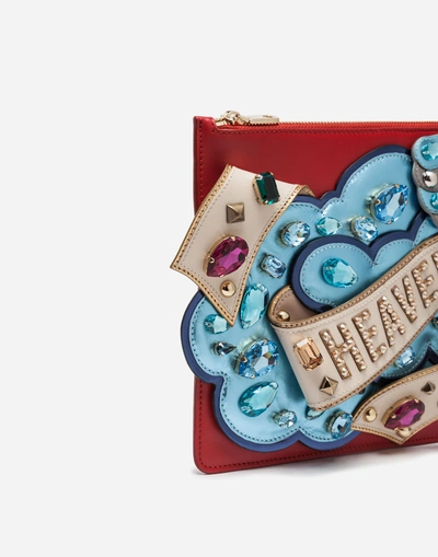 Shop Dolce & Gabbana Medium Cleo Bag With 3d Patch And Applications In Red