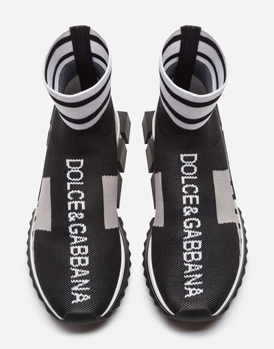 Shop Dolce & Gabbana High-top Sorrento Sneakers With Logo In Black/gray