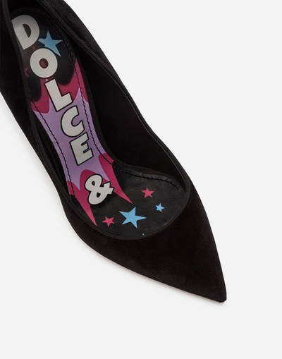 Shop Dolce & Gabbana Pumps In Velvet With Sculpted Heel In Black