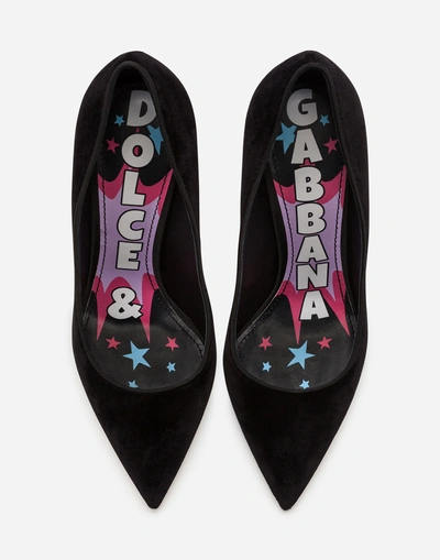 Shop Dolce & Gabbana Pumps In Velvet With Sculpted Heel In Black