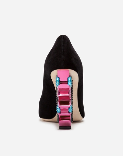 Shop Dolce & Gabbana Pumps In Velvet With Sculpted Heel In Black