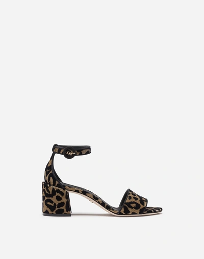 Shop Dolce & Gabbana Sandals In Color-changing Leopard Fabric In Gold