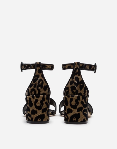 Shop Dolce & Gabbana Sandals In Color-changing Leopard Fabric In Gold