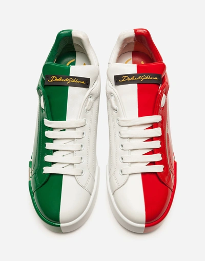 Shop Dolce & Gabbana Three-color Leather Portofino Sneakers In Multi-colored