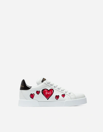 Shop Dolce & Gabbana “hearts” St. Valentine Sneakers In White
