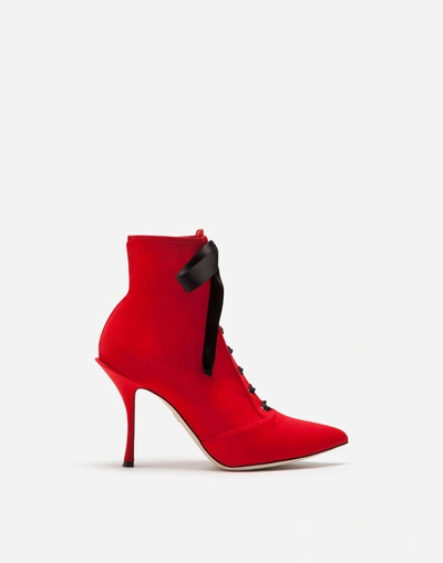 Shop Dolce & Gabbana Ankle Boots In Stretch Jersey In Red