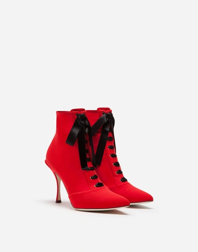 Shop Dolce & Gabbana Ankle Boots In Stretch Jersey In Red