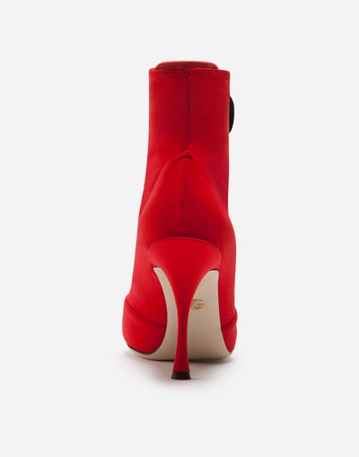 Shop Dolce & Gabbana Ankle Boots In Stretch Jersey In Red