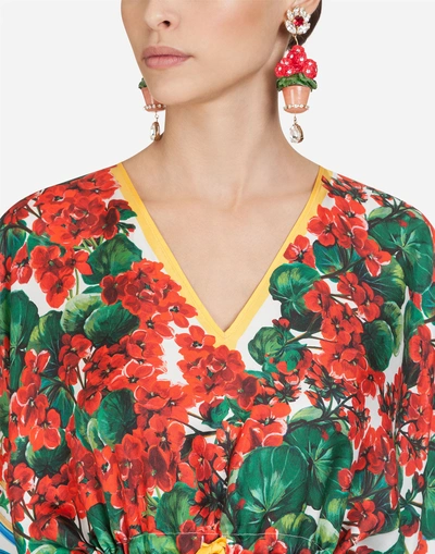 Shop Dolce & Gabbana Printed Silk Dress In Flowers Print