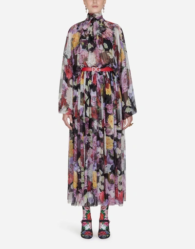 Shop Dolce & Gabbana Printed Silk Dress In Floral Print