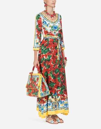 Shop Dolce & Gabbana Dress In Printed Silk In Flower Print