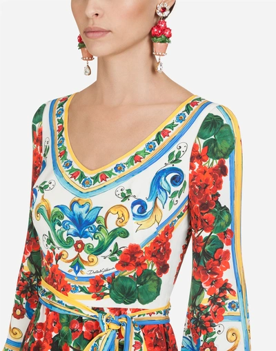 Shop Dolce & Gabbana Dress In Printed Silk In Flower Print