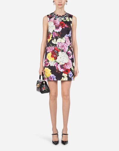 Shop Dolce & Gabbana Dress In Printed Brocade In Floral Print