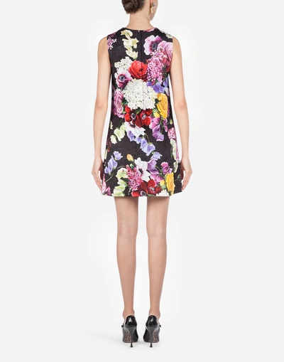 Shop Dolce & Gabbana Dress In Printed Brocade In Floral Print