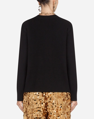 Shop Dolce & Gabbana Cashmere And Wool Sweater With Lettering In Black