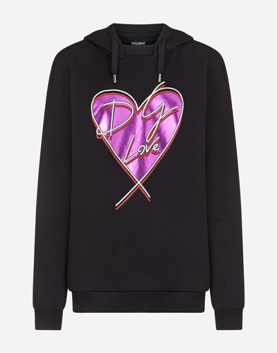 Shop Dolce & Gabbana Printed Cotton Sweatshirt In Black