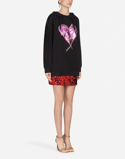 Shop Dolce & Gabbana Printed Cotton Sweatshirt In Black