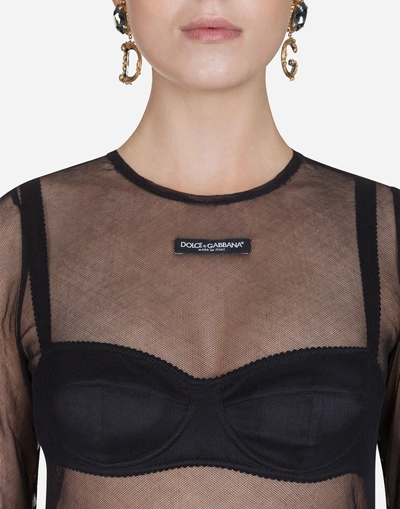 Shop Dolce & Gabbana Tulle T-shirt In Black