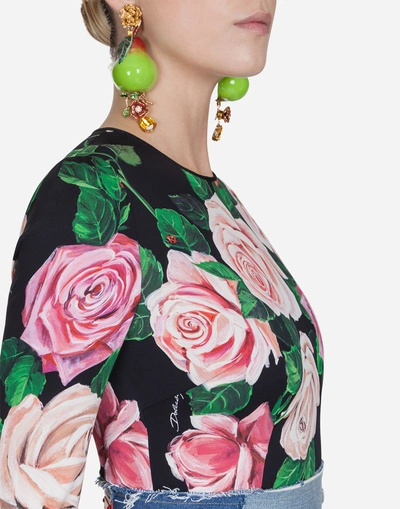Shop Dolce & Gabbana Printed Silk Top In Floral Print
