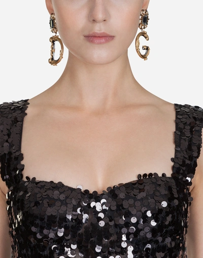 Shop Dolce & Gabbana Sequined Bustier Top In Black