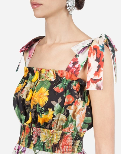 Shop Dolce & Gabbana Printed Cotton Top In Floral Print
