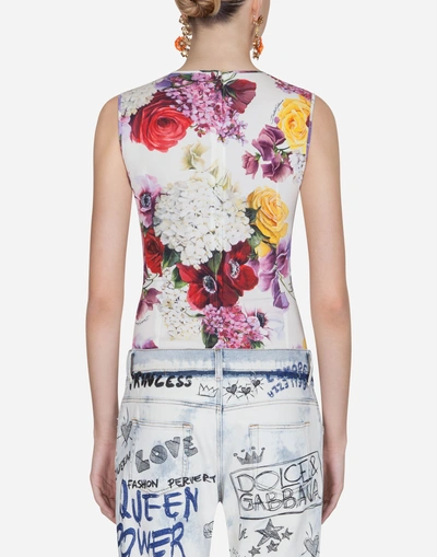 Shop Dolce & Gabbana Printed Silk Top In Floral Print