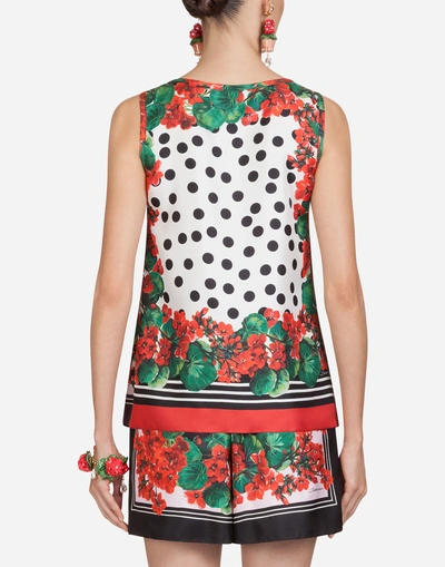 Shop Dolce & Gabbana Printed Silk Top In Flowers Print