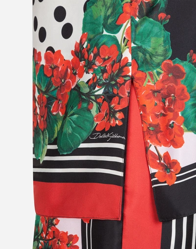 Shop Dolce & Gabbana Printed Silk Top In Flowers Print