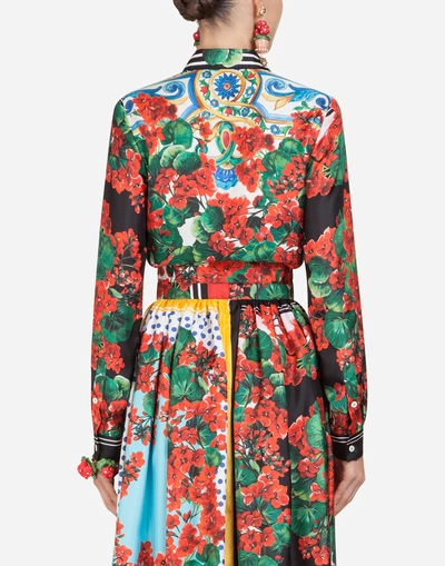 Shop Dolce & Gabbana Printed Silk Shirt In Flowers Print