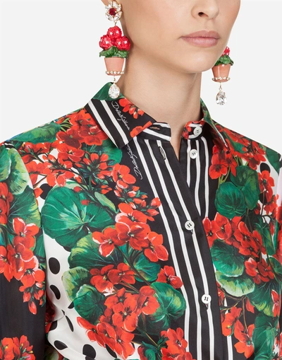 Shop Dolce & Gabbana Printed Silk Shirt In Flowers Print