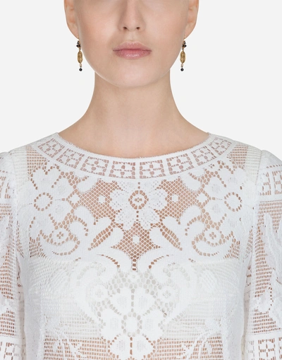 Shop Dolce & Gabbana Lace Dress In White
