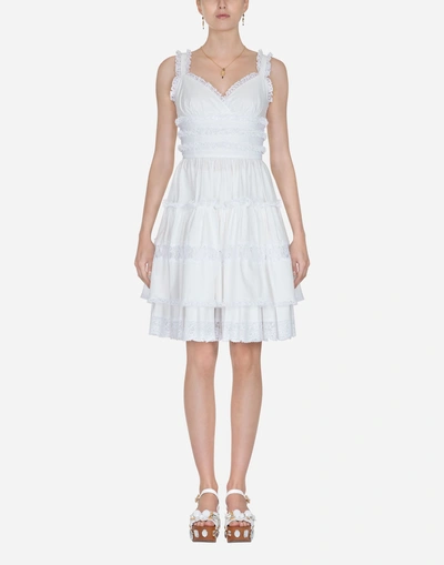 Shop Dolce & Gabbana Short Poplin Dress In White