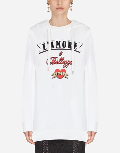 Shop Dolce & Gabbana Printed Cotton Sweatshirt In White