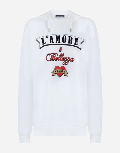 Shop Dolce & Gabbana Printed Cotton Sweatshirt In White