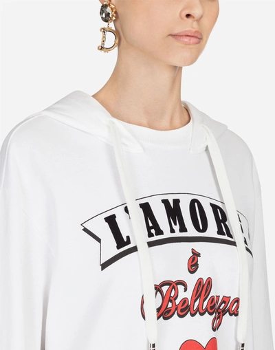 Shop Dolce & Gabbana Printed Cotton Sweatshirt In White