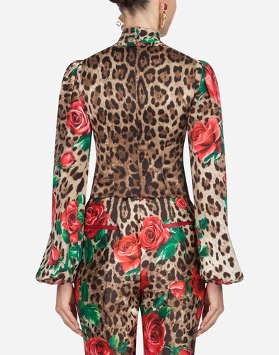 Shop Dolce & Gabbana Gilet In Printed Silk In Leopard Print