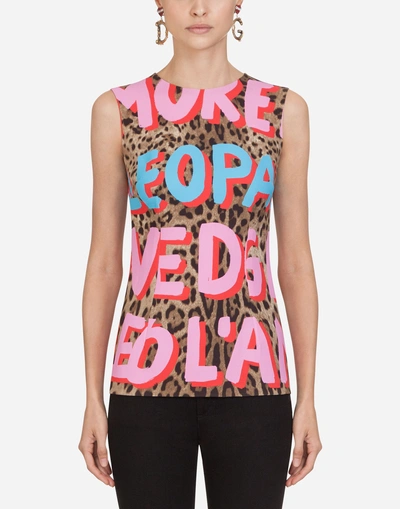 Shop Dolce & Gabbana Pop Leopard-print Viscose Top In Leopard Print