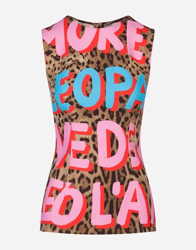 Shop Dolce & Gabbana Pop Leopard-print Viscose Top In Leopard Print